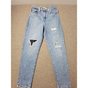 Levi's Women's 28 High Waisted Mom Jeans Distressed Light Wash Denim